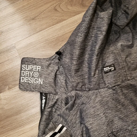 Superdry Men's Classic Heritage Hoodie - Washed Black, Drawstring Hood With Cuffed Hem - View #10